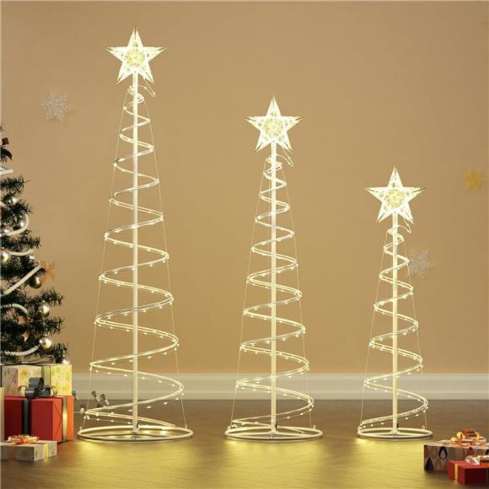Led Outdoor Yard Christmas Decor Spiral Trees, 3 Packs Spiral Christmas Trees